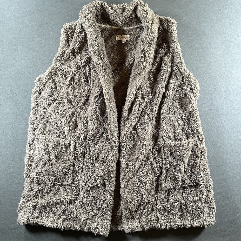 Koolaburra by UGG Gray Quilted Sherpa Open Front Vest Pockets Mid-Length Size XL